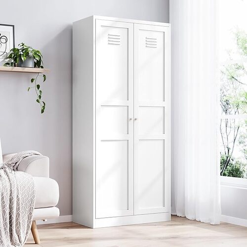 Yizosh Metal Storage Cabinet With Glass Doors - 71" Locking Display Cabinet 2 Adjustable Shelves 4 Tier Tall Steel Cabinet Locker Kitchen Living Room Dining - View #8